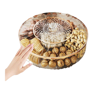 六宫格干果盘家用2024新款轻奢高档客厅茶几密封防潮分格带盖果盘