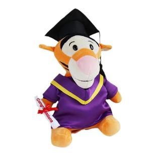 幼稚园毕业袍毕业公仔袍博士帽跳跳虎娃娃紫色袍男生女生毕业礼物