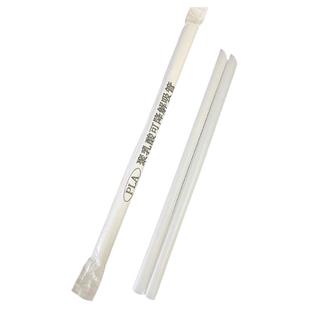 PLA可降解吸管一次性独立纸包加厚加硬冷热白色平口尖口直管包邮