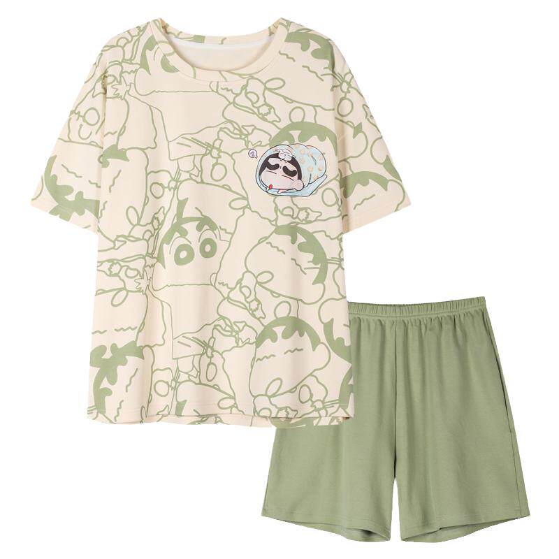 芬腾可安睡衣女款夏季2025新款纯棉短袖两件套可爱家居服夏天夏款