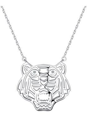 老虎头项链纯银生肖本命年情侣款高级潮牌锁骨链新款男女圣诞礼物