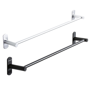 免打孔毛巾架单杆毛巾杆枪灰色浴室卫生间置物架厨房挂杆浴巾架子