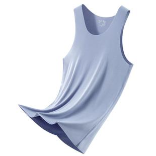 猫人男士背心无痕打底衣天丝莫代尔男款秋冬运动健身白色老头汗衫