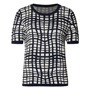 BCBG夏季法式知性短款不规则芝麻点提花简约通勤短袖针织衫上衣