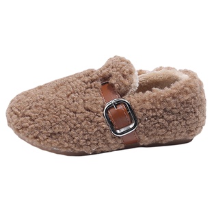 女童羊羔毛毛毛博肯鞋2025冬季新款儿童加绒保暖棉鞋公主居家浅口