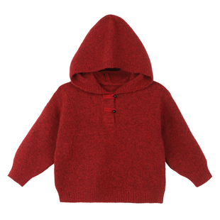 小O爸男婴童 男宝宝新年毛衣红色中国风盘扣立领婴儿新中式拜年服