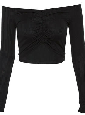 en V, Camiseta corta de punto Sexy de corte bajo para mujer