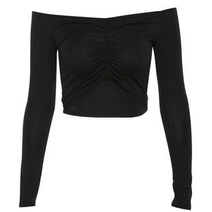 en V, Camiseta corta de punto Sexy de corte bajo para mujer