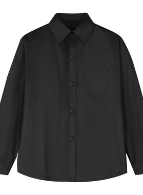 胖童男童长袖黑色衬衫演出校服