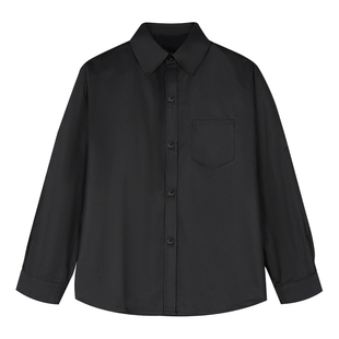 胖童男童长袖黑色衬衫胖儿童演出学生校服班服胖男孩纯棉黑色衬衣