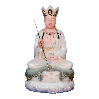 汉白玉实心全堂佛地藏王菩萨家用娑婆三圣纯手工彩绘客厅供奉摆件