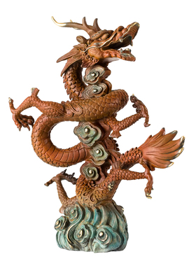 铜龙摆件十二生肖青龙抬头家居客厅办公室桌面装饰立龙厨房避火龙