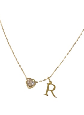 KEAI你的名字锆石爱心字母锁骨链