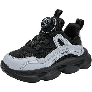 巴布豆男童运动鞋皮面防水轻便男孩儿童跑步鞋新款旋2025秋季鞋子