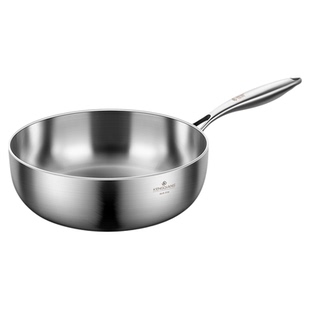 不锈钢炒菜锅316小炒锅家用无涂层电磁炉专用平底锅不粘锅两人用