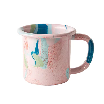 土耳其进口BORNN大理石纹路搪瓷茶具手工珐琅彩花茶马克水杯茶杯