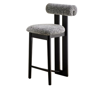 法式家用实木高脚凳中复古风北欧设计师网红岛台酒吧软包靠背椅子