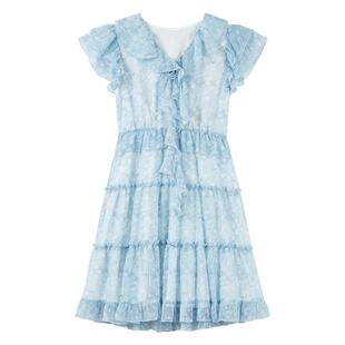 秋水伊人清新温柔风碎花连衣裙2026年夏季新款V领甜美休闲蛋糕裙