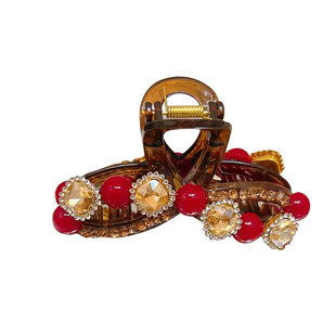 轻奢风新年红色抓夹女2025新款高端后脑勺发量少发夹鲨鱼夹子头饰