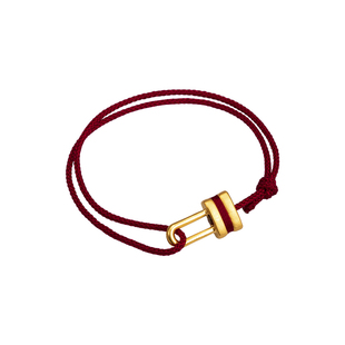 金锁小克重黄金足金手绳本命年红绳叠戴手链手绳细女新婚新年礼物