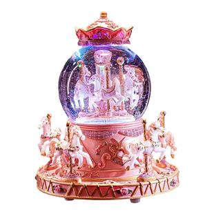 新年儿童可旋转木马水晶球音乐八音盒生日礼物小女生女孩子实用的