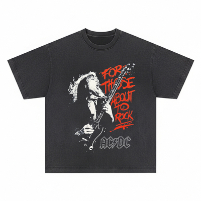ACDC短袖T恤乐队经典朋克蓝调硬式摇滚美式复古水洗做旧男女Shirt