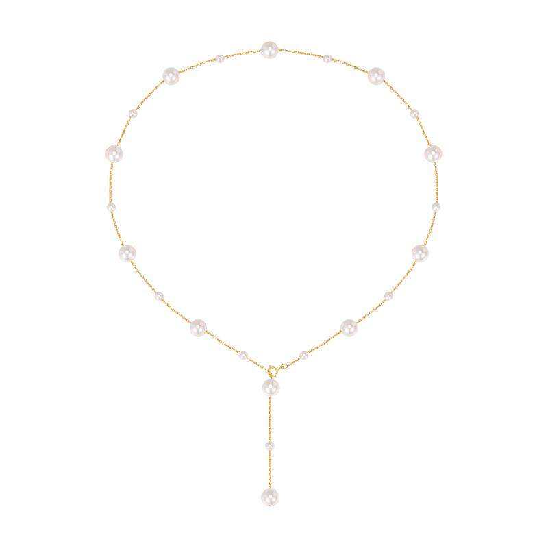 中国黄金珍尚银满天星纯银项链仿珍珠吊坠女款生日礼物送女友S925