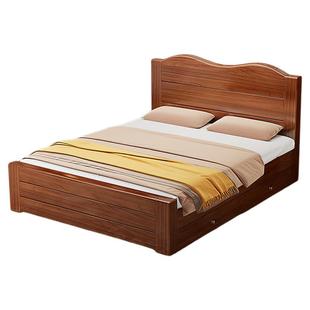 中式实木床1.8米双人床主卧经济型简约1.5m单人床家用储物加厚床