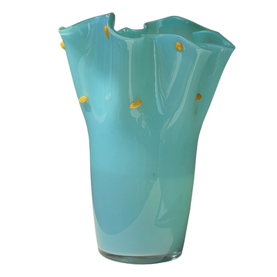 click彩色玻璃波浪口花瓶摆件