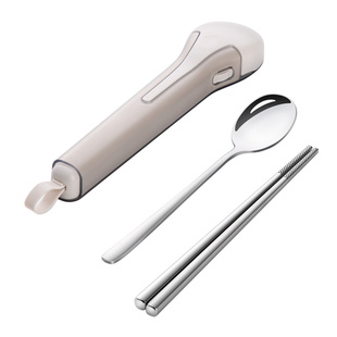 筷子勺子套装一人用便携餐具316L不锈钢式收纳盒学生儿童专用304