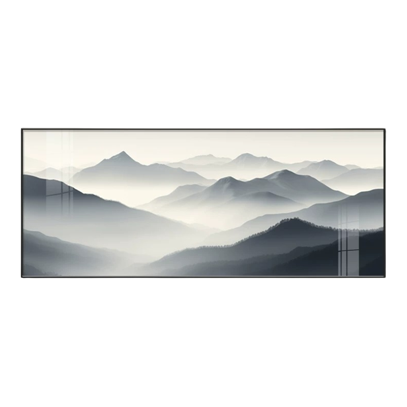 新中式禅意山水装饰画客厅沙发背景墙挂画背有靠山高级感横板壁画