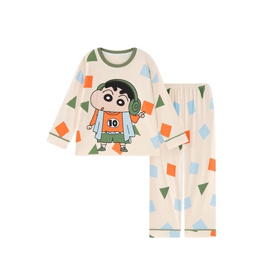蜡笔小新儿童睡衣男童纯棉质秋款春秋季男孩小孩秋天大童套装秋冬