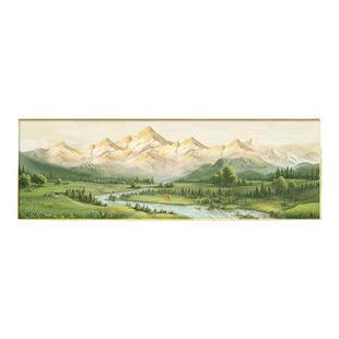 日照金山客厅装饰画山水油画西墙沙发背景墙挂画轻奢高级感墙壁画