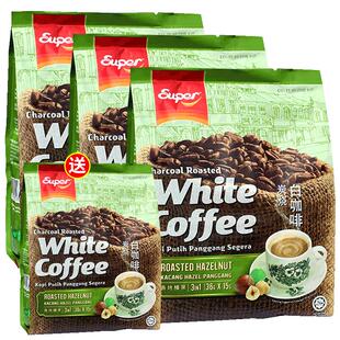 马来西亚进口超级牌SUPER怡保炭烧咖啡 三合一榛果味速溶白咖啡