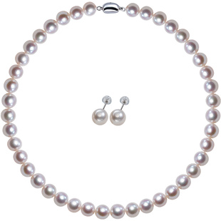 南珠宫精选敬爱淡水珍珠项链耳钉套装送妈妈