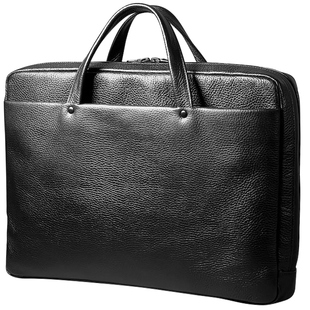 吉卡尼 极简男士公文包头层牛皮商务手提电脑背包皮质柔软斜挎包