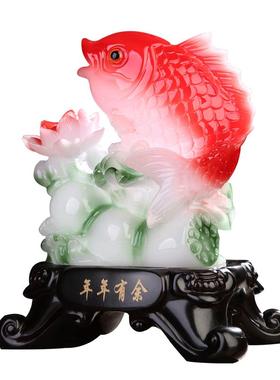 慧林开业招财鱼装饰品玉白菜摆件