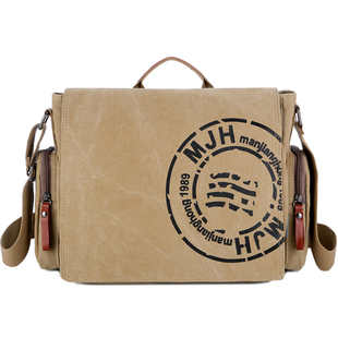 满江红帆布包工装风男士斜挎包休闲单肩包潮流大容量旅行包电脑包