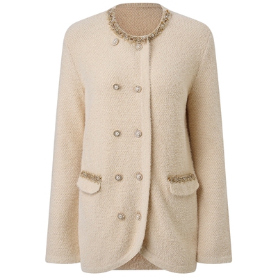 【奥莱】MAXRIENY千金小香风穿搭毛织外套亲肤软糯肌理感上衣