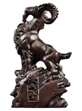 黑檀木雕羊摆件十二生肖办公室