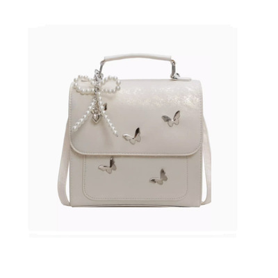 银色双肩包女时尚休闲手提韩版学生书包小方包高级感轻便旅游背包