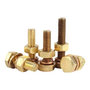 铜外六角螺栓4件套泰展原GB30 全螺杆配平垫弹垫螺母M4-M16螺丝套