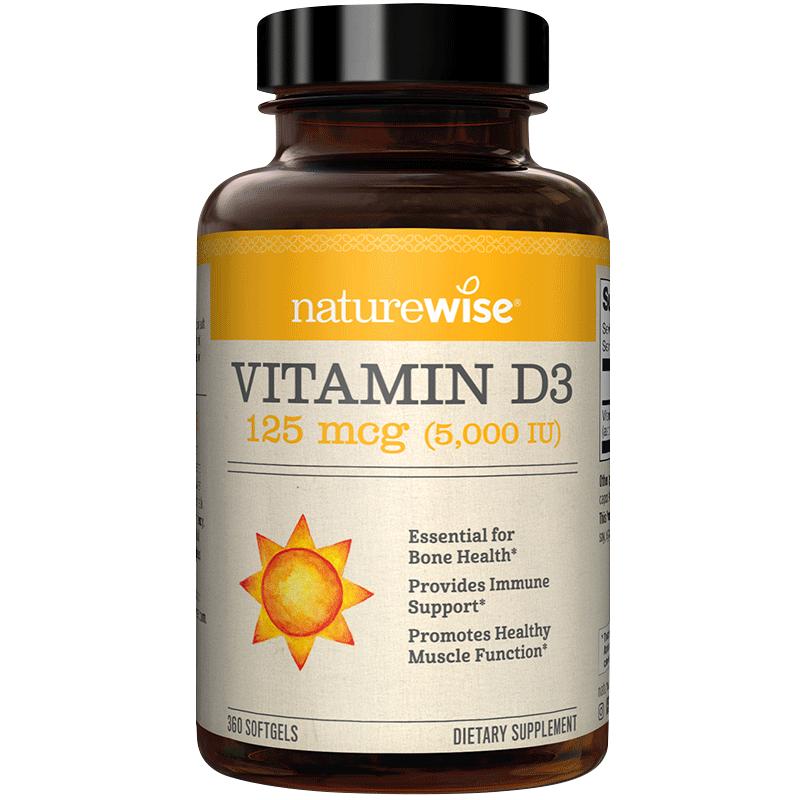 Naturewise5000iu活性25羟维生素d3维他命d备d孕妇阳光瓶vitamind