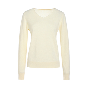 【100%山羊绒】JESSIE气质温婉V领羊绒衫女纯色内搭打底衫冬新款