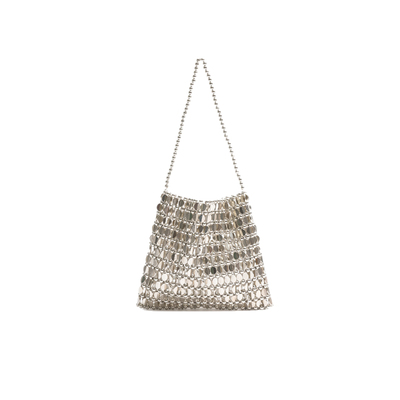 橙子少女韩系金属亮片银色编织包