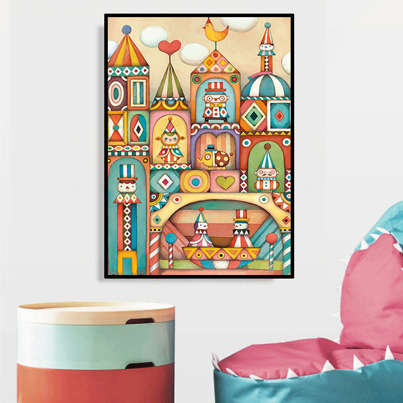 卡通城堡钻石画2023年新款小幅简单5d手工点贴钻十字绣卧室儿童房