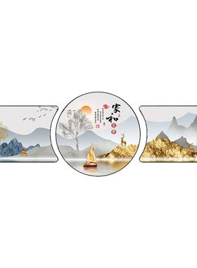 新中式山水画客厅装饰画抽象