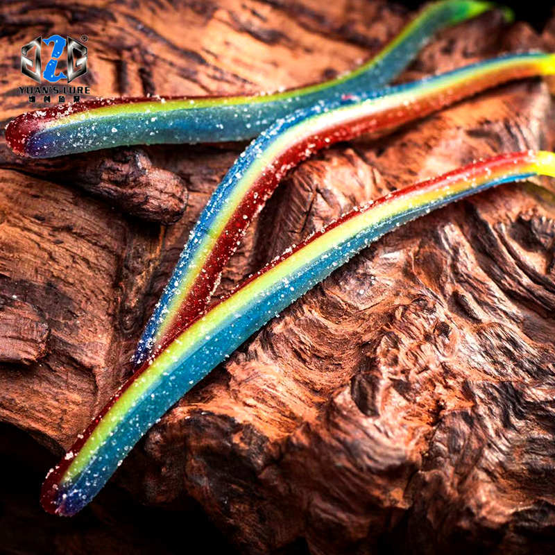 G2G刘缘设计三色面条虫彩色软饵倒钓无铅钓组鳜鱼鲈鱼黑坑路亚饵