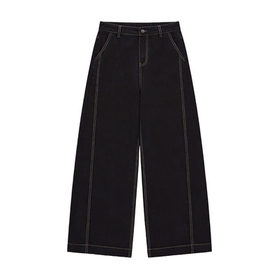 Dream made 美式高级感黑色牛仔裤男款春秋季直筒阔腿裤男生裤子