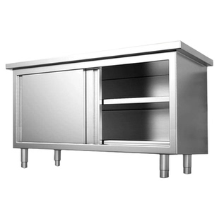 304不锈钢工作台厨房橱柜商用餐饮店桌子家用操作台推拉门置物架